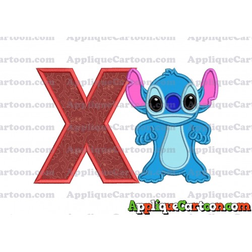 Lilo and Stitch Applique 03 Embroidery Design With Alphabet X