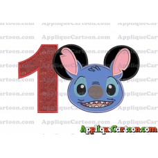 Lilo and Stitch Ears Applique Embroidery Design Birthday Number 1