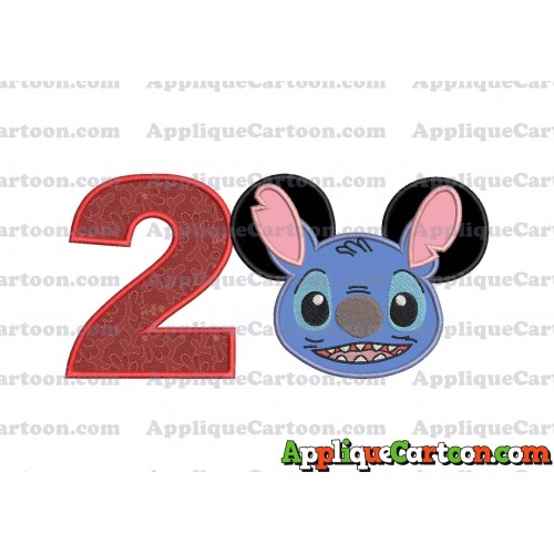 Lilo and Stitch Ears Applique Embroidery Design Birthday Number 2