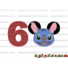 Lilo and Stitch Ears Applique Embroidery Design Birthday Number 6