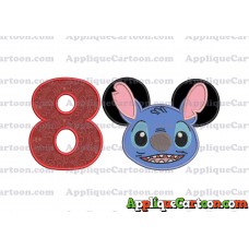 Lilo and Stitch Ears Applique Embroidery Design Birthday Number 8