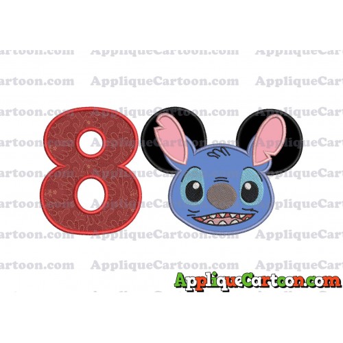 Lilo and Stitch Ears Applique Embroidery Design Birthday Number 8