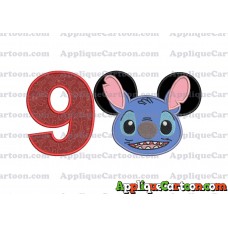 Lilo and Stitch Ears Applique Embroidery Design Birthday Number 9