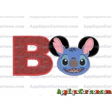 Lilo and Stitch Ears Applique Embroidery Design With Alphabet B