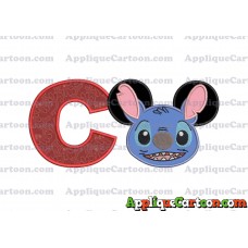 Lilo and Stitch Ears Applique Embroidery Design With Alphabet C