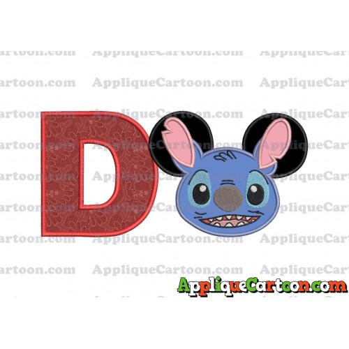 Lilo and Stitch Ears Applique Embroidery Design With Alphabet D