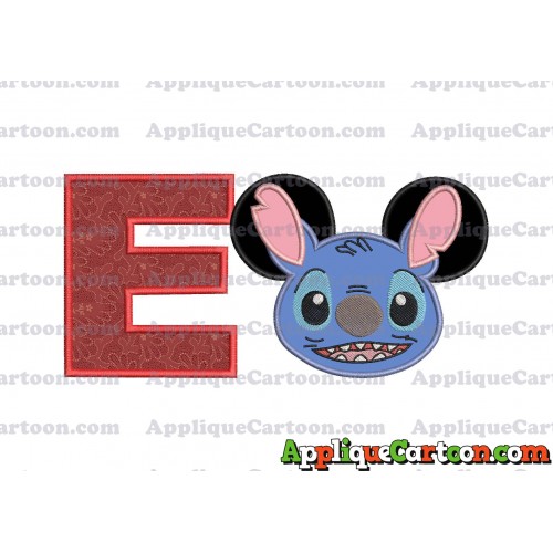 Lilo and Stitch Ears Applique Embroidery Design With Alphabet E