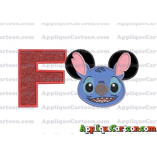 Lilo and Stitch Ears Applique Embroidery Design With Alphabet F