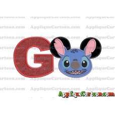 Lilo and Stitch Ears Applique Embroidery Design With Alphabet G