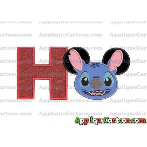 Lilo and Stitch Ears Applique Embroidery Design With Alphabet H