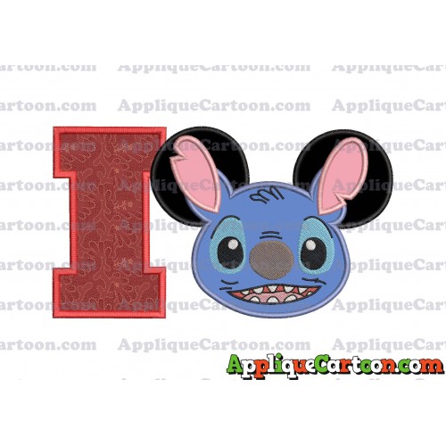 Lilo and Stitch Ears Applique Embroidery Design With Alphabet I