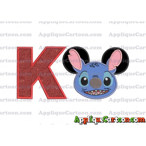 Lilo and Stitch Ears Applique Embroidery Design With Alphabet K