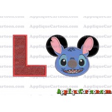 Lilo and Stitch Ears Applique Embroidery Design With Alphabet L