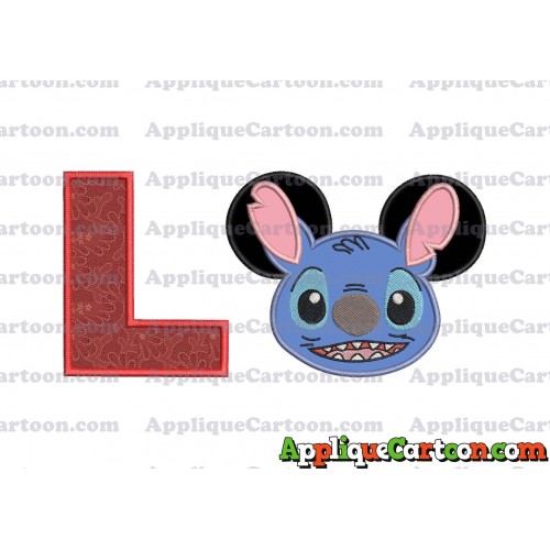 Lilo and Stitch Ears Applique Embroidery Design With Alphabet L