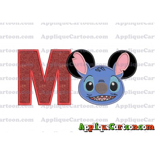 Lilo and Stitch Ears Applique Embroidery Design With Alphabet M