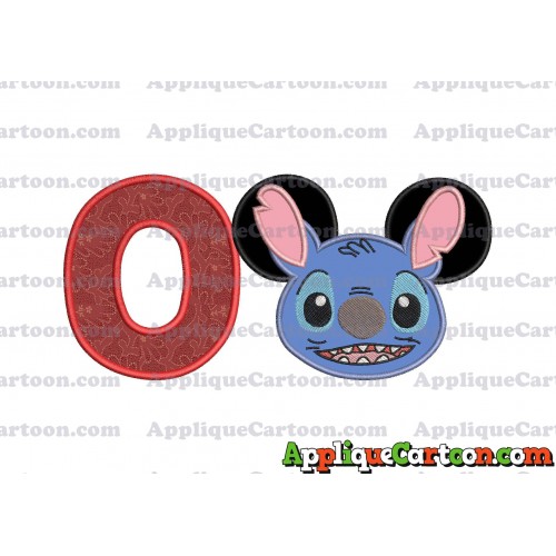 Lilo and Stitch Ears Applique Embroidery Design With Alphabet O