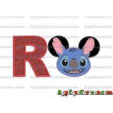 Lilo and Stitch Ears Applique Embroidery Design With Alphabet R
