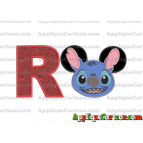 Lilo and Stitch Ears Applique Embroidery Design With Alphabet R