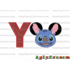 Lilo and Stitch Ears Applique Embroidery Design With Alphabet Y