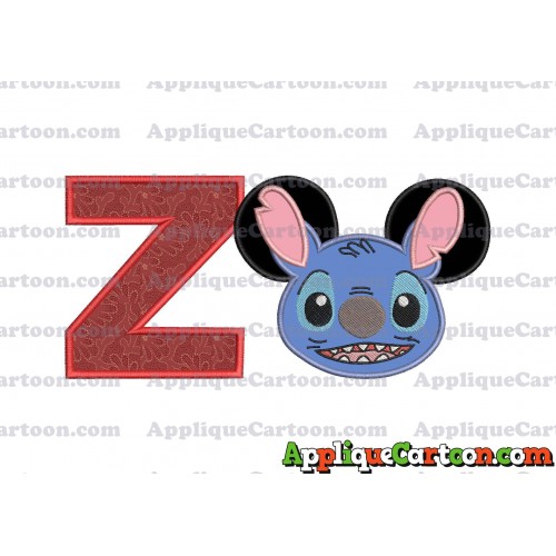 Lilo and Stitch Ears Applique Embroidery Design With Alphabet Z