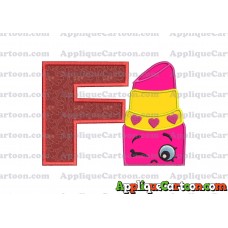 Lipstick Shopkins Head Applique Embroidery Design With Alphabet F