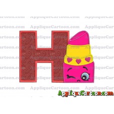 Lipstick Shopkins Head Applique Embroidery Design With Alphabet H