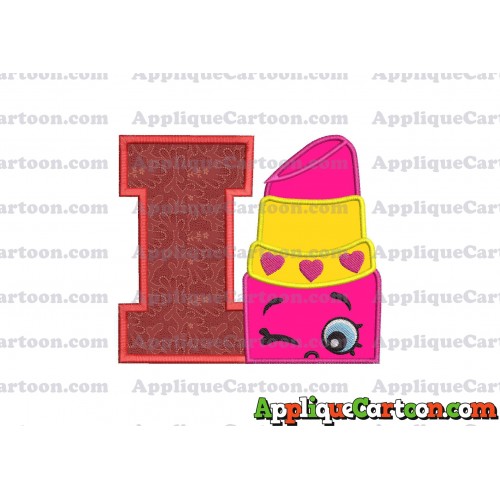 Lipstick Shopkins Head Applique Embroidery Design With Alphabet I