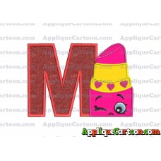 Lipstick Shopkins Head Applique Embroidery Design With Alphabet M