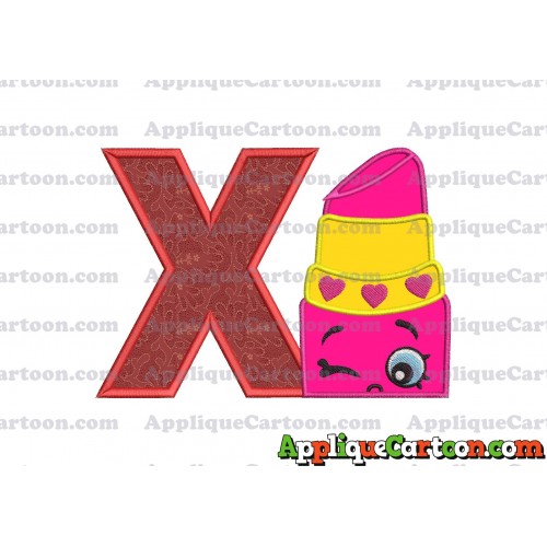 Lipstick Shopkins Head Applique Embroidery Design With Alphabet X