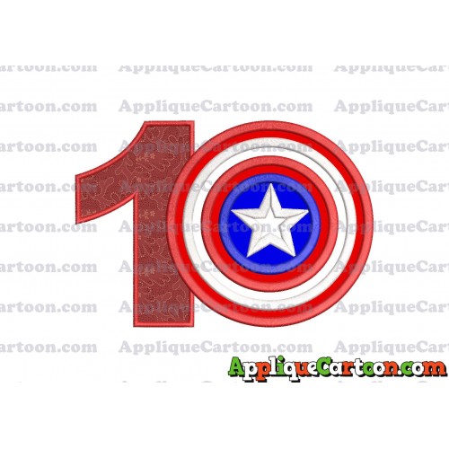 Logo Captian Amarica Applique Embroidery Design Birthday Number 1