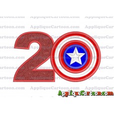 Logo Captian Amarica Applique Embroidery Design Birthday Number 2