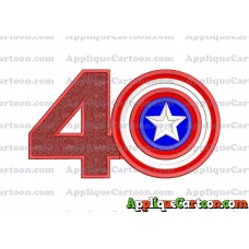 Logo Captian Amarica Applique Embroidery Design Birthday Number 4