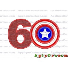 Logo Captian Amarica Applique Embroidery Design Birthday Number 6