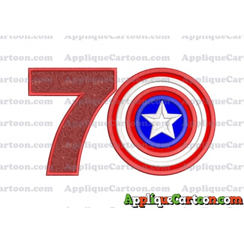 Logo Captian Amarica Applique Embroidery Design Birthday Number 7