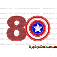 Logo Captian Amarica Applique Embroidery Design Birthday Number 8