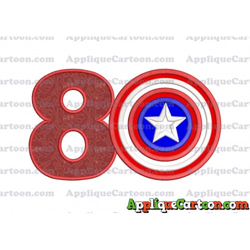 Logo Captian Amarica Applique Embroidery Design Birthday Number 8