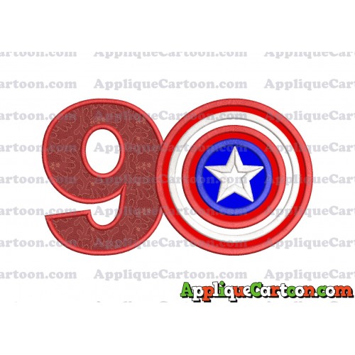 Logo Captian Amarica Applique Embroidery Design Birthday Number 9