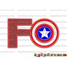 Logo Captian Amarica Applique Embroidery Design With Alphabet F