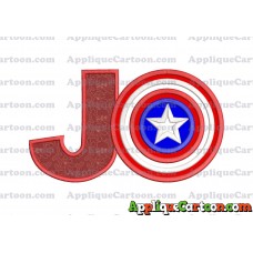 Logo Captian Amarica Applique Embroidery Design With Alphabet J