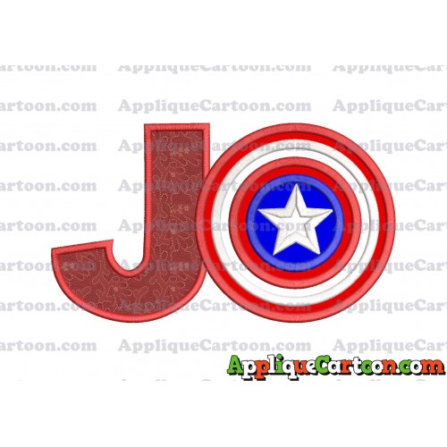 Logo Captian Amarica Applique Embroidery Design With Alphabet J