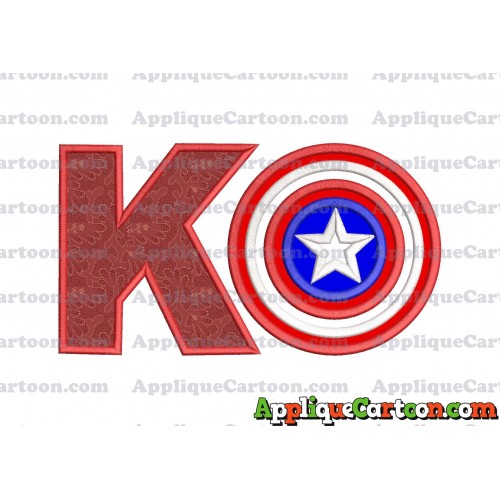 Logo Captian Amarica Applique Embroidery Design With Alphabet K