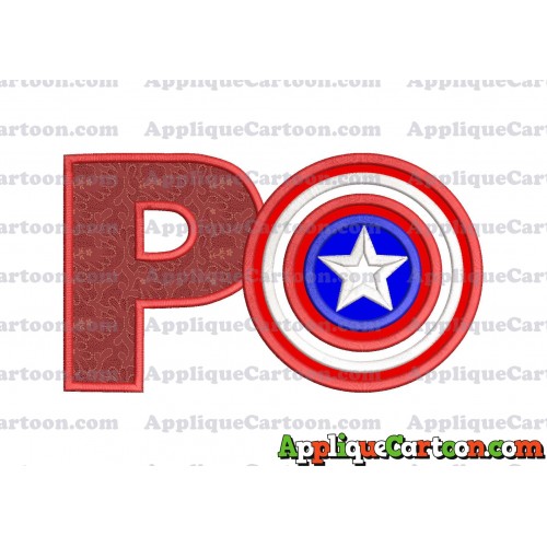 Logo Captian Amarica Applique Embroidery Design With Alphabet P