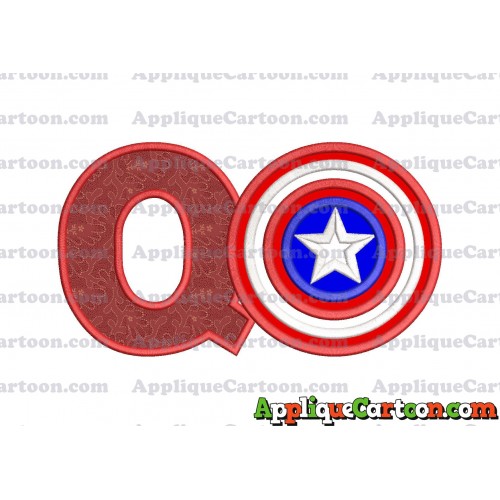 Logo Captian Amarica Applique Embroidery Design With Alphabet Q