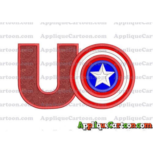 Logo Captian Amarica Applique Embroidery Design With Alphabet U
