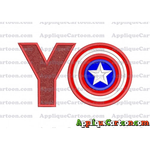 Logo Captian Amarica Applique Embroidery Design With Alphabet Y
