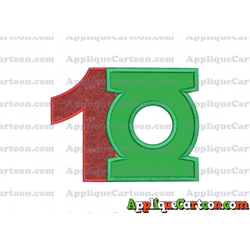 Logo Green Lantern Applique Embroidery Design Birthday Number 1
