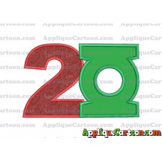 Logo Green Lantern Applique Embroidery Design Birthday Number 2