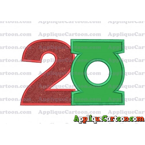 Logo Green Lantern Applique Embroidery Design Birthday Number 2