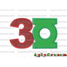 Logo Green Lantern Applique Embroidery Design Birthday Number 3