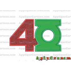 Logo Green Lantern Applique Embroidery Design Birthday Number 4